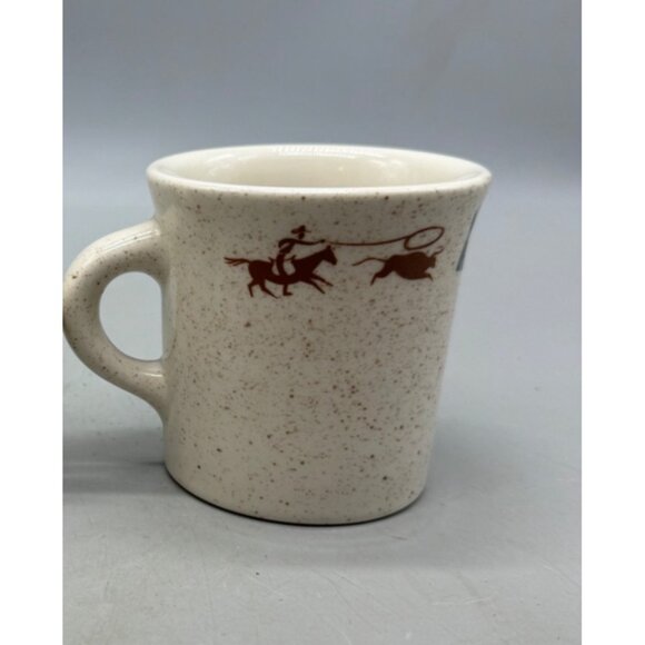 Homer Laughlin Western-cowboy Themed Ceramic Mugs Set 2 handle 4.25x3.25" READ - Picture 2 of 7
